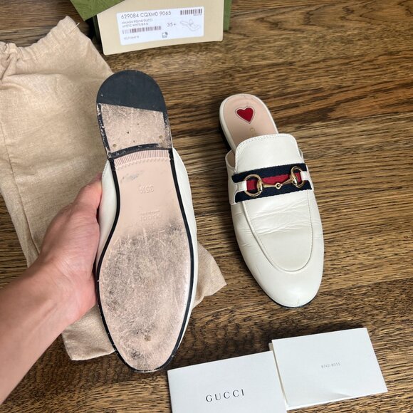 Gucci Women's Princetown Leather Slipper, 35.5, White - Picture 4 of 4
